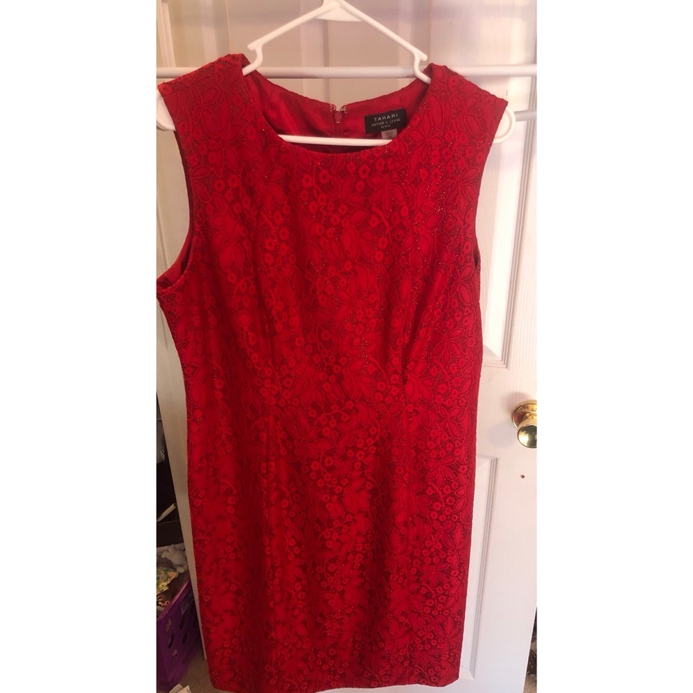 Red Lace Tahari Cocktail Dress